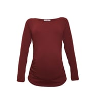 LuvmaBelly 2301-2309 Pamuklu Uzun Kollu Hamile T-Shirt (Kırmızı)
