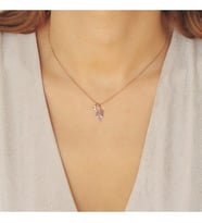 Özel Tasarım Harfli Kaktüs 24 Ayar Has Altın Kaplama Gümüş Kolye (Rose)