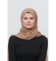 Kadın Pratik Kırışık Krinkıl Mira Tesettür Şal (Koyu Bej)