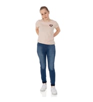 Toontoy  Kız Çocuk T-Shirt Kalp Nakışlı (Kahve Melanj)