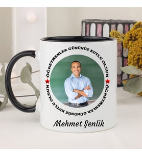 Öğretmene Fotoğraflı Kupa Bardak (Siyah)