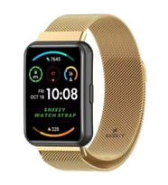 Huawei Watch Fit 2 Metal Hasır Kordon Woven Wire Metal Tasarım Kordon (Gold)