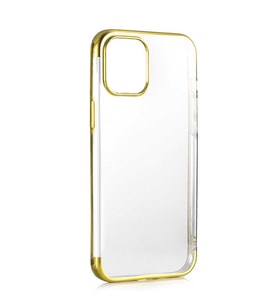 iPhone 12 / 12 Pro Kılıf İnce Köşeleri Renkli Şeffaf Silikon (Gold)