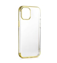 iPhone 12 / 12 Pro Kılıf İnce Köşeleri Renkli Şeffaf Silikon (Gold)