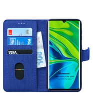 Microsonic Xiaomi Mi Note 10 Kılıf Fabric Book Wallet (Lacivert)