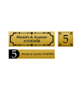 Kişiye Özel Kapı İsimliği Kapı Numarası & Posta Kutusu İsimliği Model 5 (Gold)