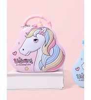 Livava Unicorn Metal Kilitli Ve Çantali Kumbara, Mavi, 16x13 (Pembe)