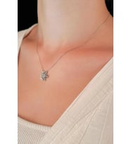14 Ayar Altın Kar Tanesi Kolye Taşlı (Rose)