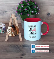 Teyzeye Hediye Kupa Bardak Beyaz ve Fotoğraflı Ahşap Anahtarlık Hediye (Model 2)