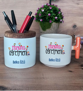 İtalyanca Öğretmeni Hediye Sepeti Kupa Bardak T Kulplu, Kalemlik Hediyeleri Öğretmenler Günü Hediyesi (Model 7)