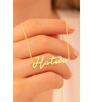 Kadın Gümüş Kolye - Hatice Yazılı 925 Ayar Gümüş Kadın Kolye (Altın)