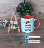 İspanyolca Öğretmeni Kupa Bardak Beyaz ve Fotoğraflı Ahşap Anahtarlık HediyeÖğretmenler Günü Hediyesi (Model 13)