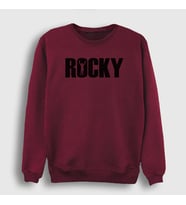 Presmono Unisex Beyaz Logo Film Rocky Sweatshirt 250037tt (Bordo)