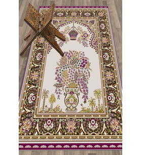 EVDEYA Dijital Baskılı Yıkanabilir Klasik Desen Hediyelik Namazlık Seccade 70x130, Seccade-29-kahve, (Mor)