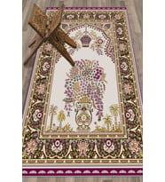 EVDEYA Dijital Baskılı Yıkanabilir Klasik Desen Hediyelik Namazlık Seccade 70x130, Seccade-29-kahve, (Mor)