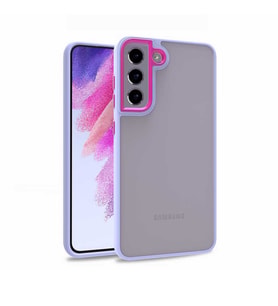 Galaxy S21 FE Kılıf Zore Flora Buton,Kenar Çevresi Renkli Kılıf (Lila)