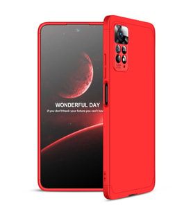 Xiaomi Redmi Note 11 Pro 5G Kılıf 3 Parça Slim Sert Silikon Kapak AYS (Kırmızı)