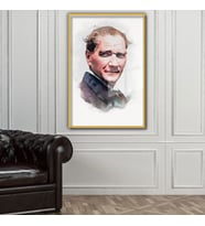 Metal Çerçeveli Cam Tablo Atatürk Cumhuriyet Koleksiyonu (Gold)