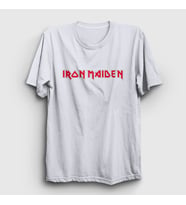 Presmono Unisex Sarı Logo Iron Maiden T-Shirt 86340tt (Beyaz)