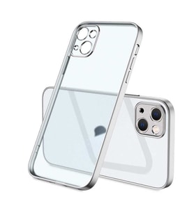 Apple iPhone 13 Kılıf Zore Mat Gbox Renkli Kenar Kılıf (Gümüş)