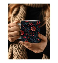 Çiçek Modellerinde 3 Boyutlu Tasarım Seramik Kupa Mug - Hediyelik Kupa Bardak (08)