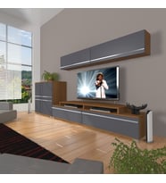 Decoraktiv Ekoflex 6y Mdf Tv Ünitesi Tv Sehpası (Antrasit - Ceviz)