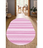 Dijital Baskılı Kaymaz Taban Yıkanabilir Oval Salon Halısı Mutfak Halısı Yolluk NDO-HT-1002 (Pembe)