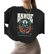 kalın Cesur ateş şövalyesi Baskılı Sweatshirt unisex Sweatshirt Bej kadın bisiklet yaka erkek 3 (Siyah)