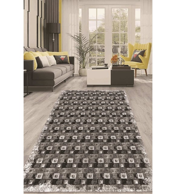 Dijital Kaymaz Taban Yıkanabilir Modern Renkli Salon Halısı Mutfak Halısı Yolluk ND-HT-367 (Gri)