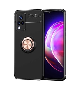 Vivo V21 Kılıf Zore Ravel Yüzüklü Silikon Kılıf (Rose)