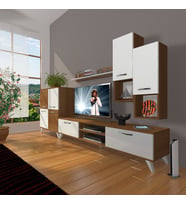 Decoraktiv Eko 6DA Mdf Dvd Retro Tv Ünitesi Tv Sehpası (Beyaz - Kahverengi)