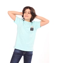 Toontoy Erkek Çocuk Göğsü Arma Detaylı Tişört (Su Yeşili)