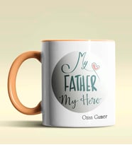 Kişiye Özel My Father My Hero Tasarımlı Siyah Kupa Bardak (Turuncu)