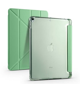 Apple  iPad Pro 10.5 (7.Nesil) Kılıf Kalem Bölmeli Standlı Ön Arka Tam Koruma Katlanabilir Uyku Modlu Kılıf Tri Folding (Açık Yeşil)