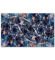 Cakapuzzle Siyah Daireler Turuncu Yıldız Kompozisyon Puzzle Yapboz MDF (Ahşap) (500 Parça)