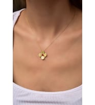 Papatya Silver 925 Ayar Gümüş Gold Kaplama Doğum Taşlı Matthiola Çiçeği Kolye (Kırmızı)