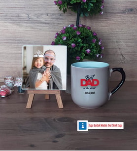 Babaya Hediye Fotoğraflı Dekoratif Taş, Kupa Bardak Beyaz Hediye Babaya Doğum Günü Hediyesi (Model 10)