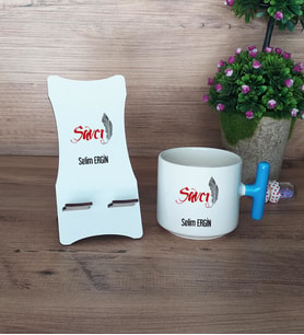 Savcı Hediye Sepeti Kupa Bardak T Kulplu ve Ahşap Telefon Standı Savcılar Günü Hediyesi (Model 3)