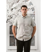 Advante Slimfit Katlamalı Kol Hasırlı Armürlü Yaka Düğmeli Erkek Gömlek (Yeşil)