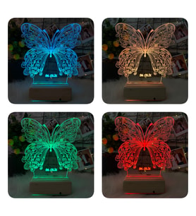 Kişiye Özel Doğum Günü Hediyesi /Sevgiliye Hediye Kelebek Tasarımlı 3D Led Masa Lambası (Karışık)