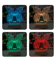Kişiye Özel Doğum Günü Hediyesi /Sevgiliye Hediye Kelebek Tasarımlı 3D Led Masa Lambası (Karışık)