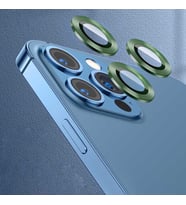 Uyumlu Model Apple iPhone 12 Pro Kamera Lens Koruyucu Çerçeveli Koruyucu CL-07 (Koyu Yeşil)