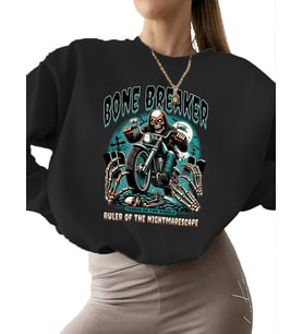 unisex kalın Sweatshirt kadın Kemik kırıcı Baskılı erkek bisiklet yaka Bej 3 iplik şardonlu (Siyah)