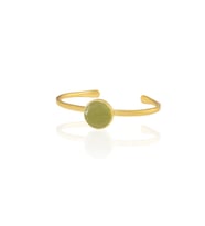Kadir Jewellery Zirkon Taşlı Ayarlanabilir 22 Ayar Altın Kaplama Bilezik (Zeytin Yeşili)