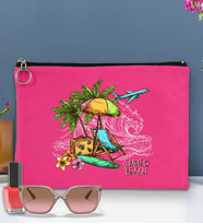 BK Gİft Yaz Temalı-9 Astarlı Portföy Çanta 30x21cm(12 Renk Seçeneği), Baskılı El Çantası, Organizer Çanta (Fuşya)
