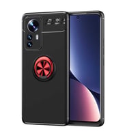 Xiaomi Mi 12 Kılıf Zore Ravel Yüzüklü Silikon Kılıf (Siyah-Kırmızı)