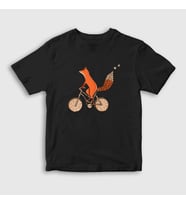 Presmono Unisex Çocuk Beyaz Bicycle Fox Tilki T-Shirt 367393tt (Siyah)