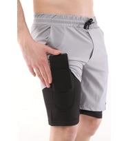 Ghassy Co Erkek Running Hızlı Kuruma Micropolyester Arka Fermuar Cepli ve Havlu Halkalı Antrenman Futbol Fitness Kısa Taytlı Şort (Açık Gri)