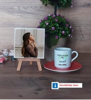 Mekatronik Mühendisi Fotoğraflı Dekoratif Taş, Ahşap Altlıklı Türk Kahvesi Fincanı Hediye (Model 8)
