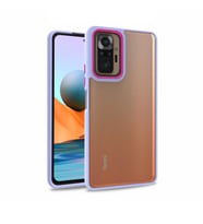 Xiaomi Redmi Note 10 Pro Kılıf Kamera Nikelaj Kenar Renkli Kapak (Lila)